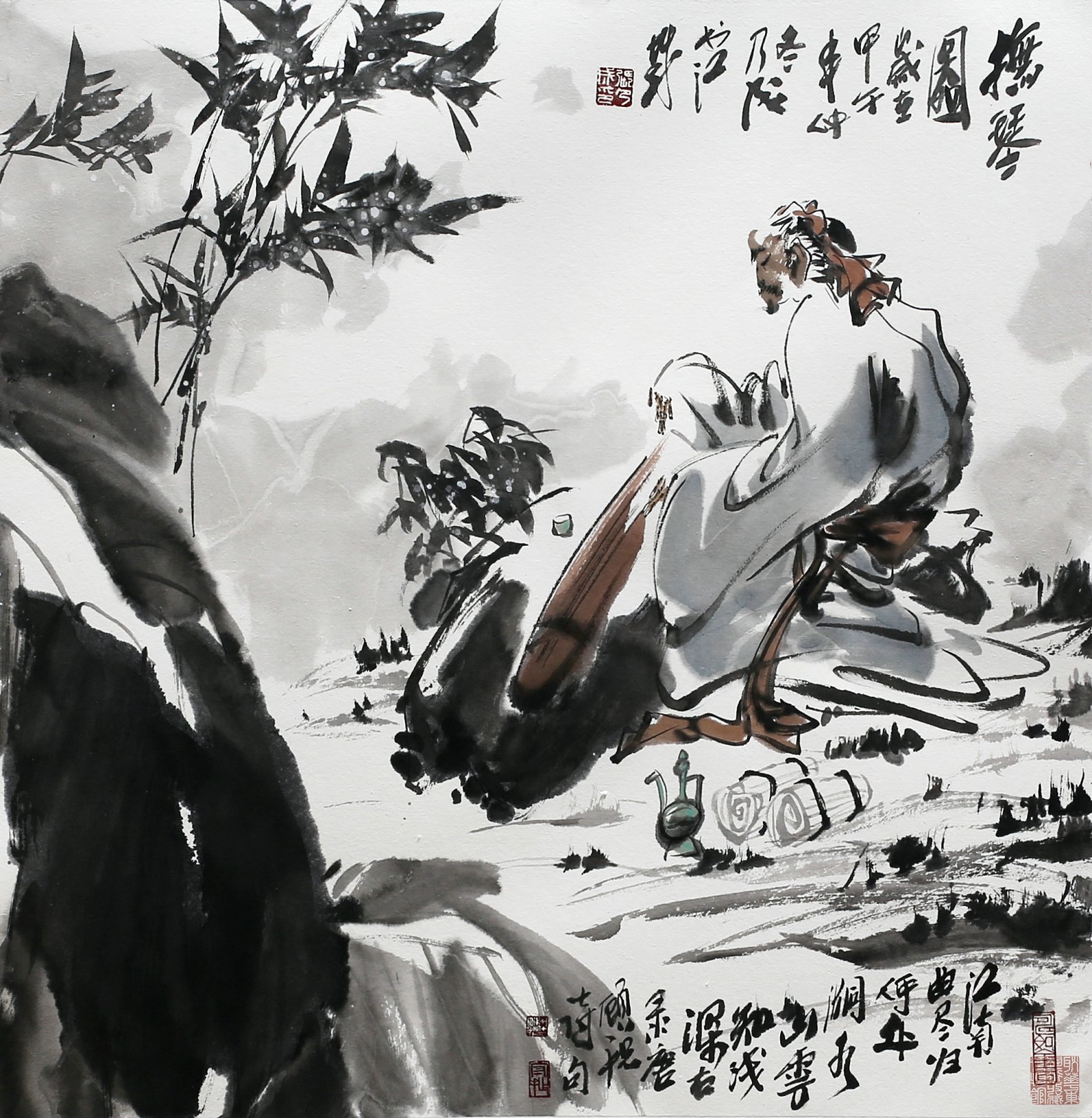 《 抚琴图 》